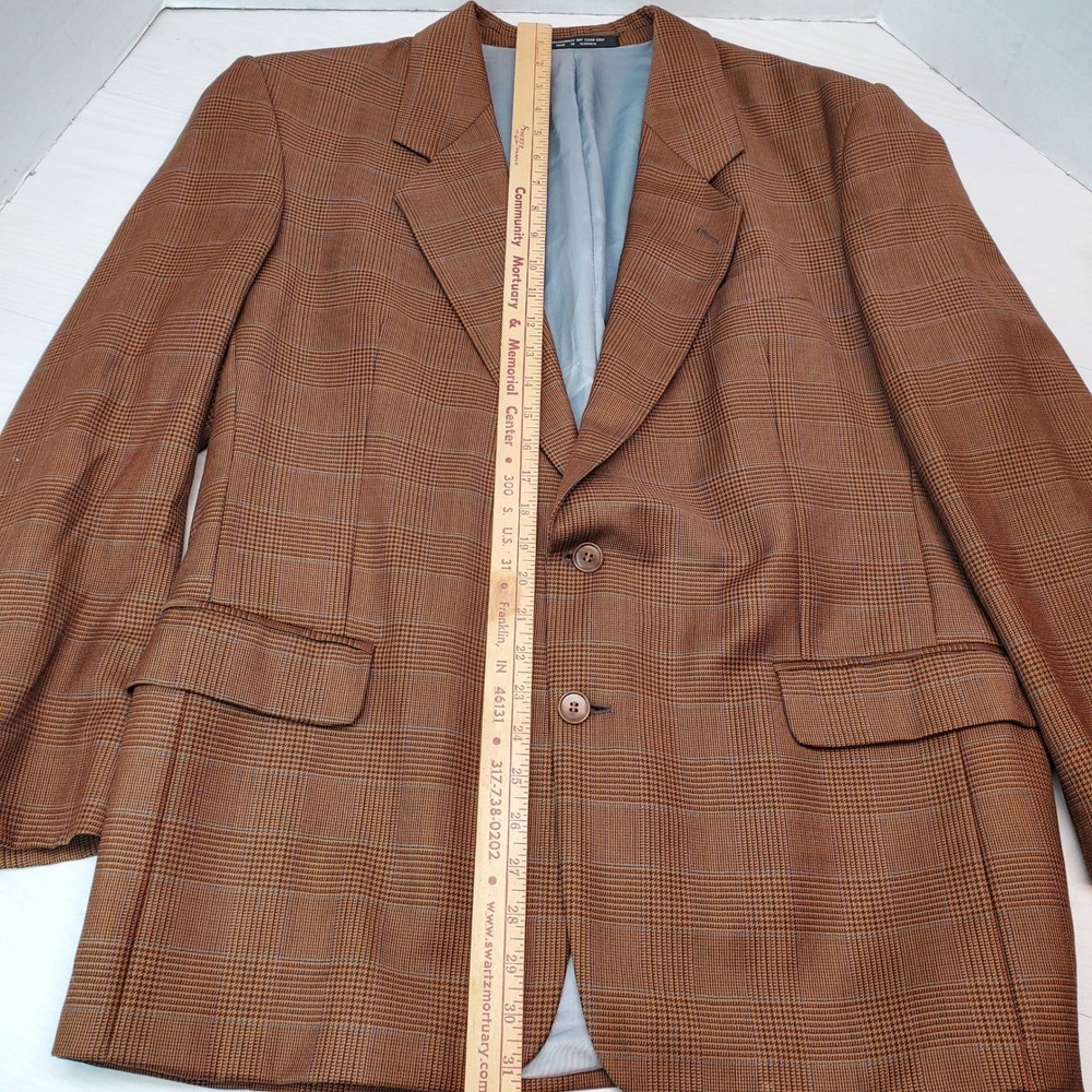 Paul Rodon Couture Zeidler & Zeidler Brown Glen Plaid Wool Blazer 42R Slovakia - Picture 11 of 13